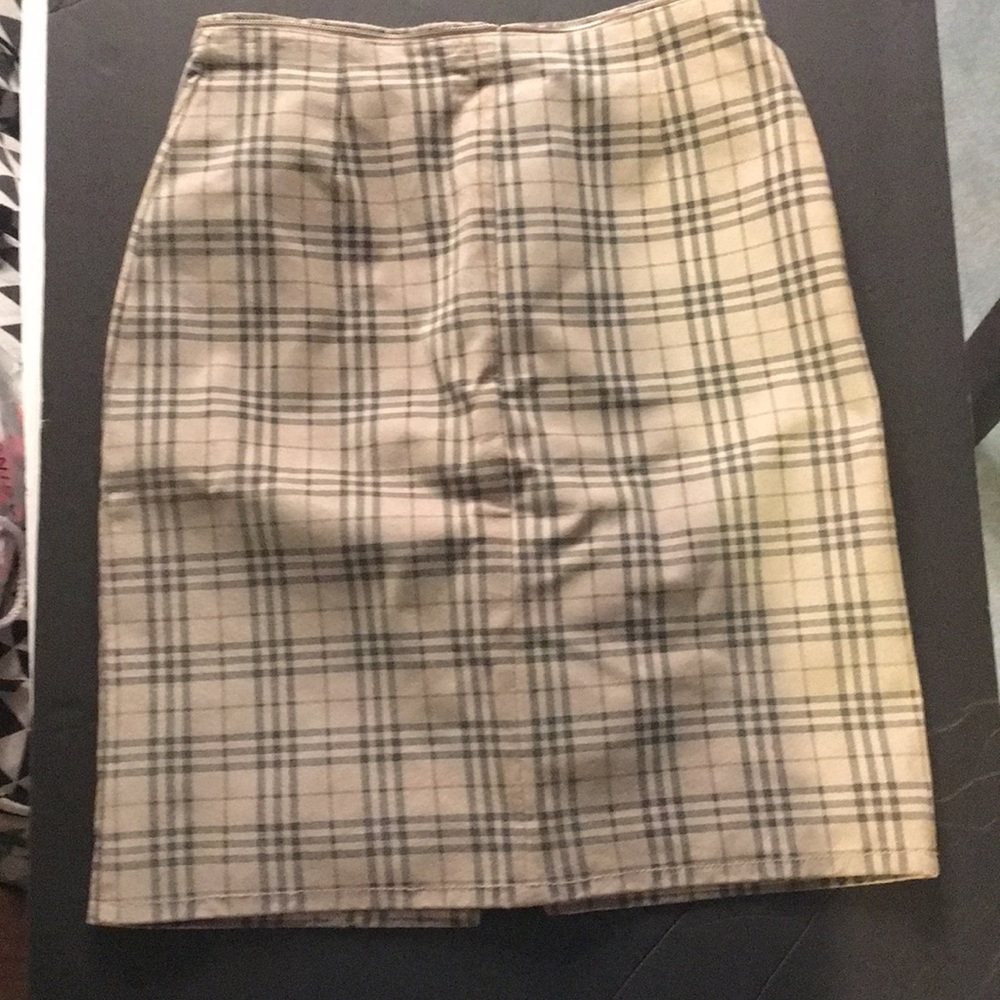 B. lucid Plaid Leather skirt Zipper Zip 3